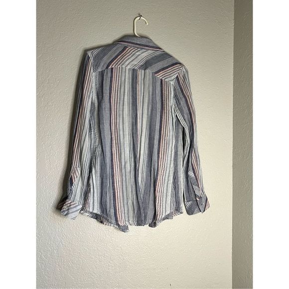 Rails Blue Gauze Striped Long Sleeve Button Shirt Top Size S Small - Picture 4 of 4